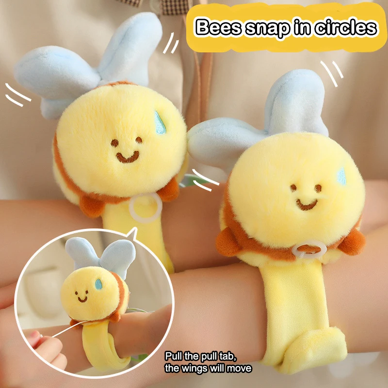 Bracelet en peluche pour enfants, joli nœud en peluche, équation de transpiration, clap, cercle, claquettes, ailes à rabat, pelucheux, anneau à main, bracelet, jouets amusants