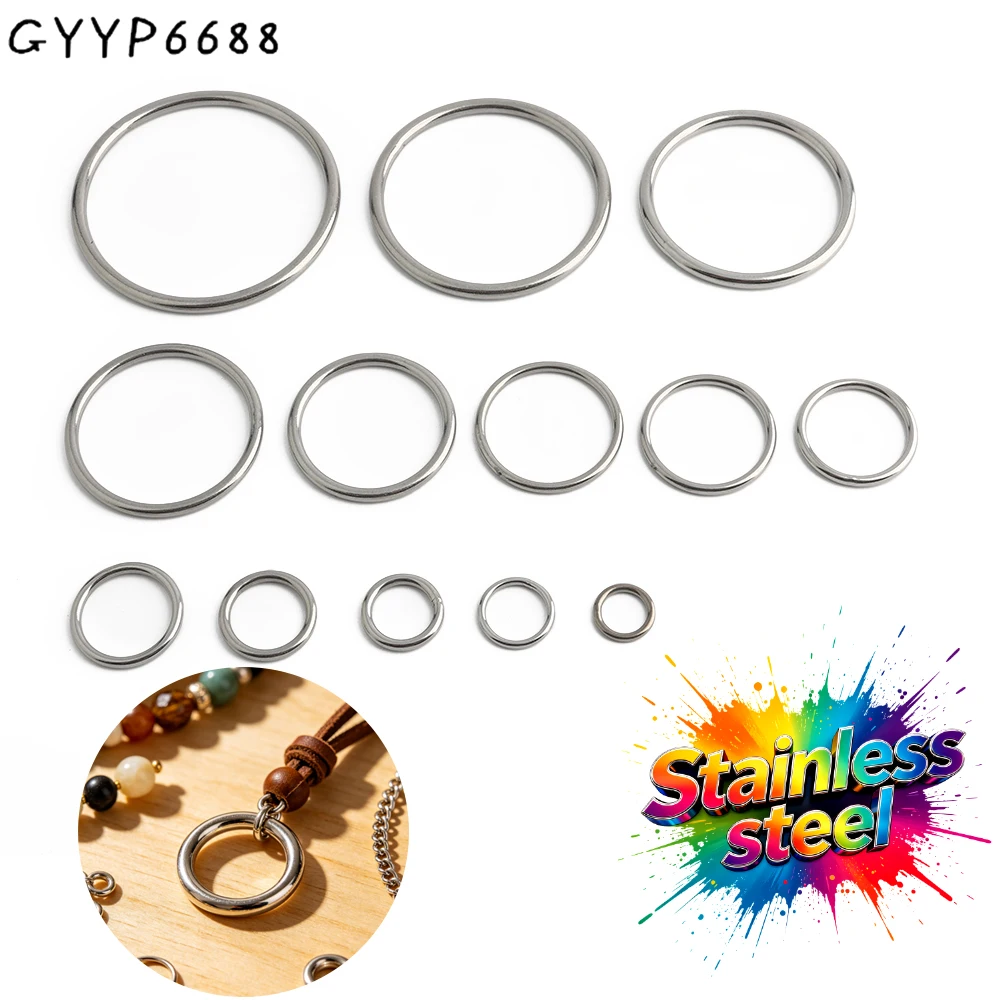 

5/10/30PCS 15-20-25-30-35-40-45-50-60-70-80-100mm Silver Stainless Steel Welded O Ring For Bags Strap Connect Loop Accessories