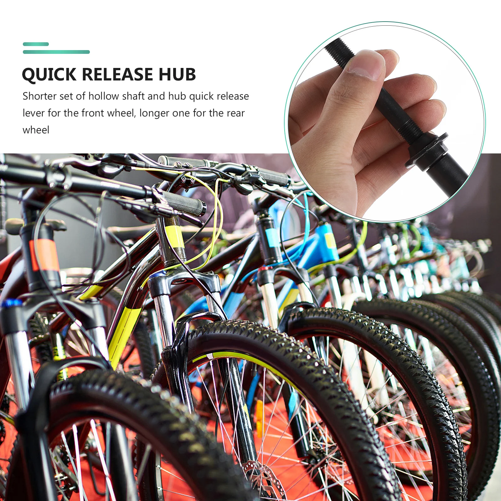 Set Hub Quick Release Hollow Shaft Depan Pendek Belakang Panjang, Skewer Sepeda Quick Release, Skewer Roda Sepeda dari Alloy yang Tahan Lama