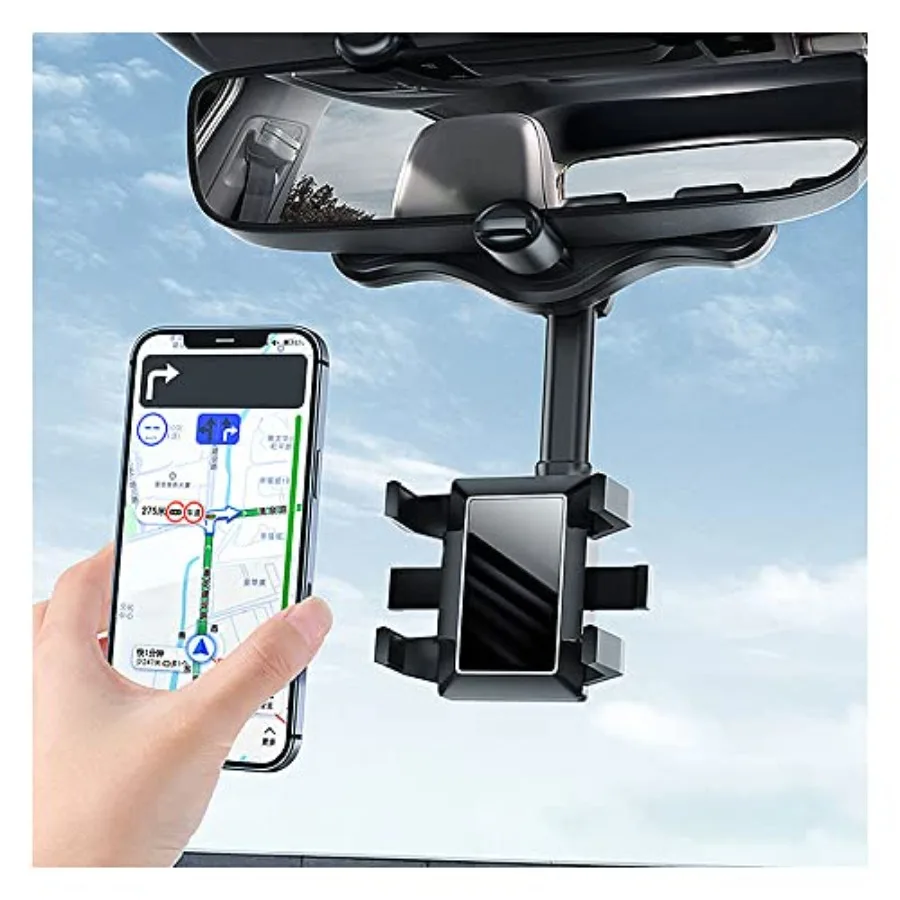 

Car Mearview Mirror Bracket360Rotatable and Retractable Car Phone Holder for iPhone and All Smartphones