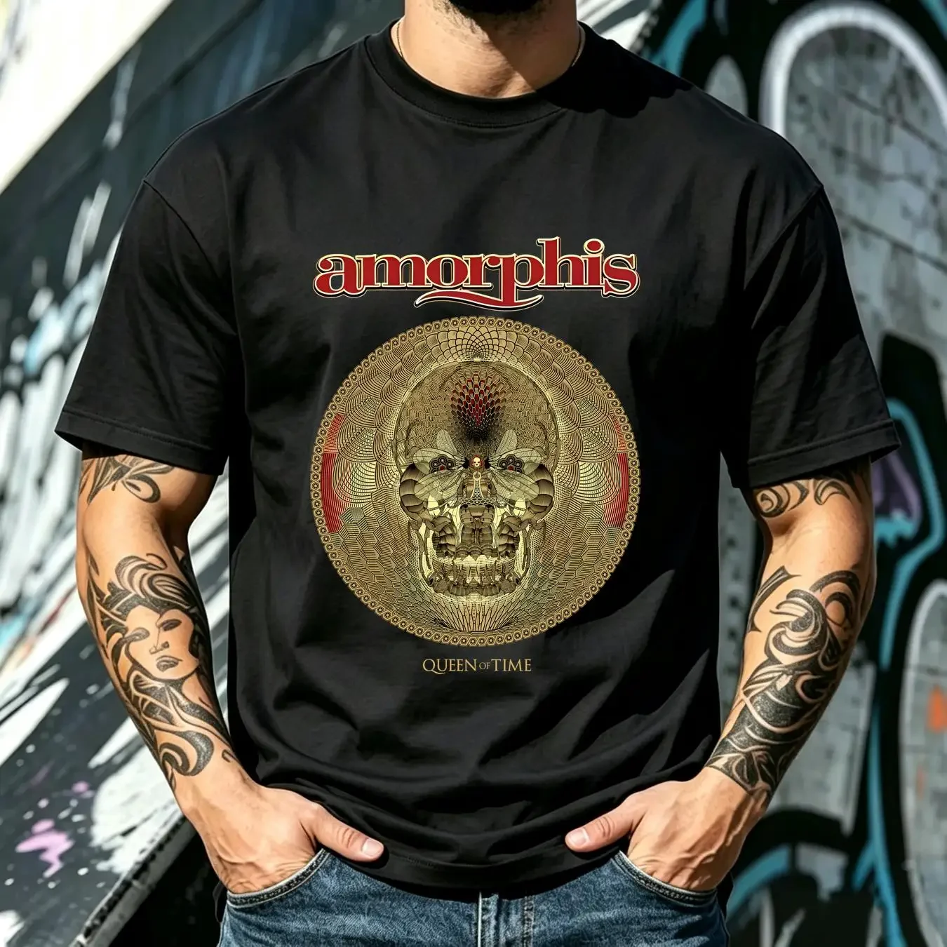washed T Shirt amorphis queen of time date back vintage Washed Top For Everyday Wear Versatile graphic streetwear Breathable