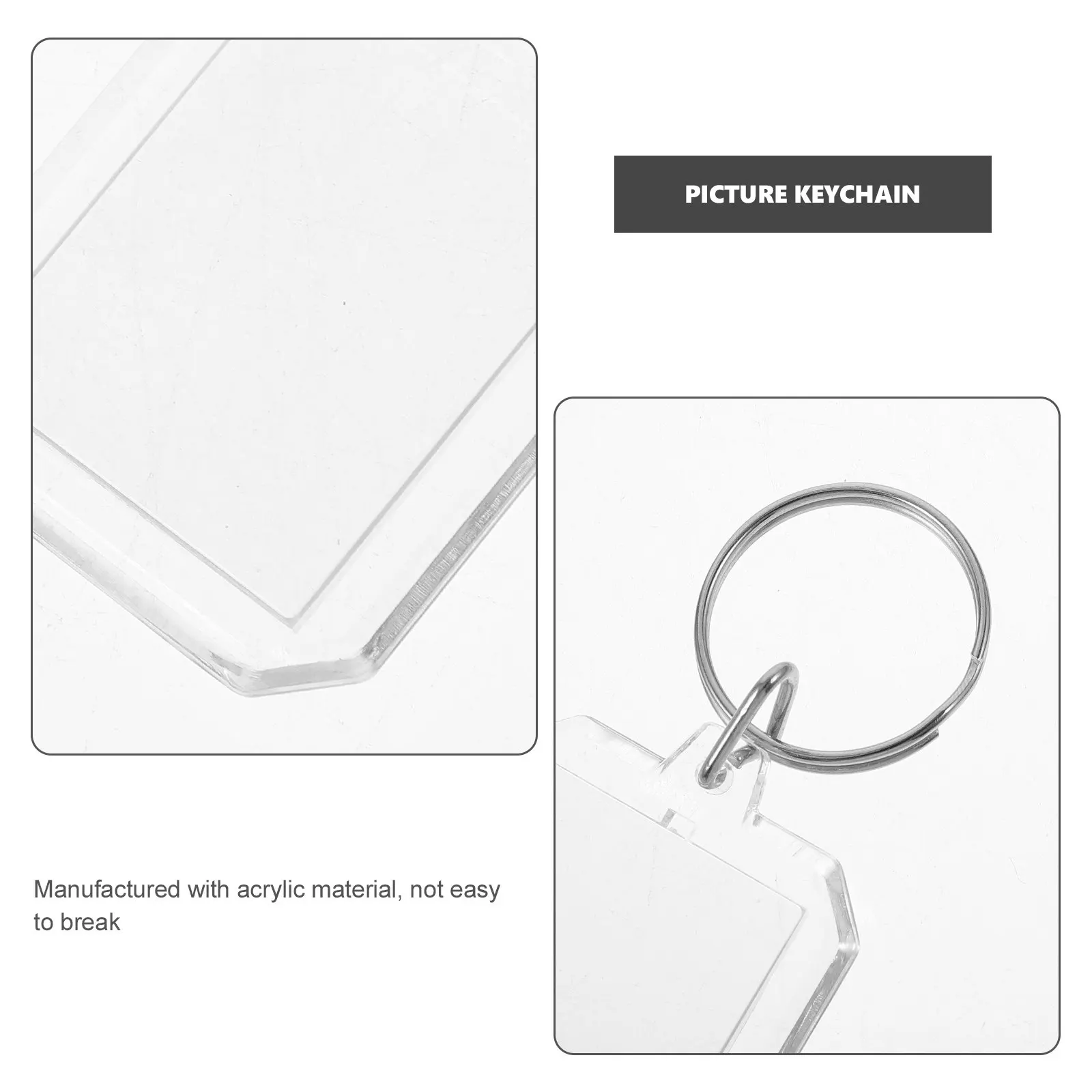 10Pcs Lightweight Compact Acrylic Keychain Blanks Photo Insert Keyring DIY Decorative Frame for Bags Phones Keys Mini Display