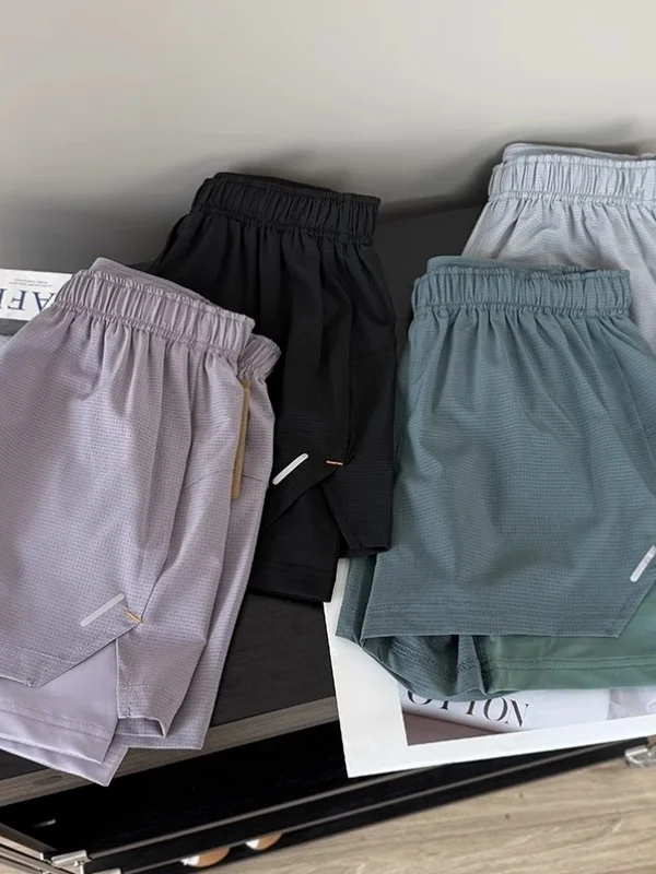 

Upgraded Version Two-In-One Quick Dry Yoga Running Shorts Women Summer High Waist Zipper Style Korean Style Commute Style