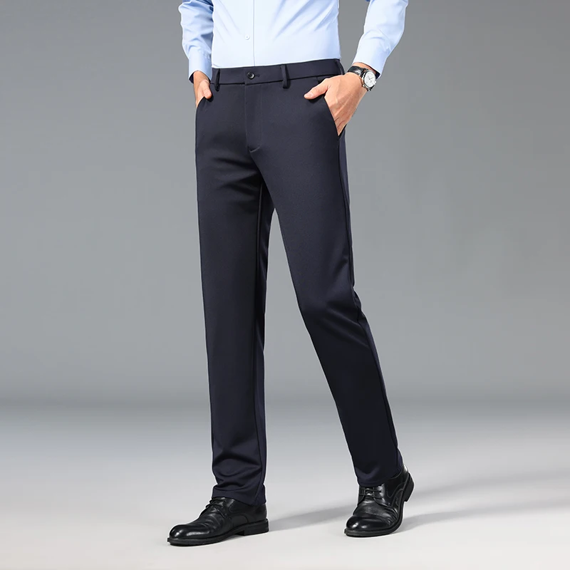 Men\'s Spring Autumn Fashion Business Casual Long Pants Suit Pants Male Elastic Straight Formal Trousers 2024 Plus Big Size 28-40