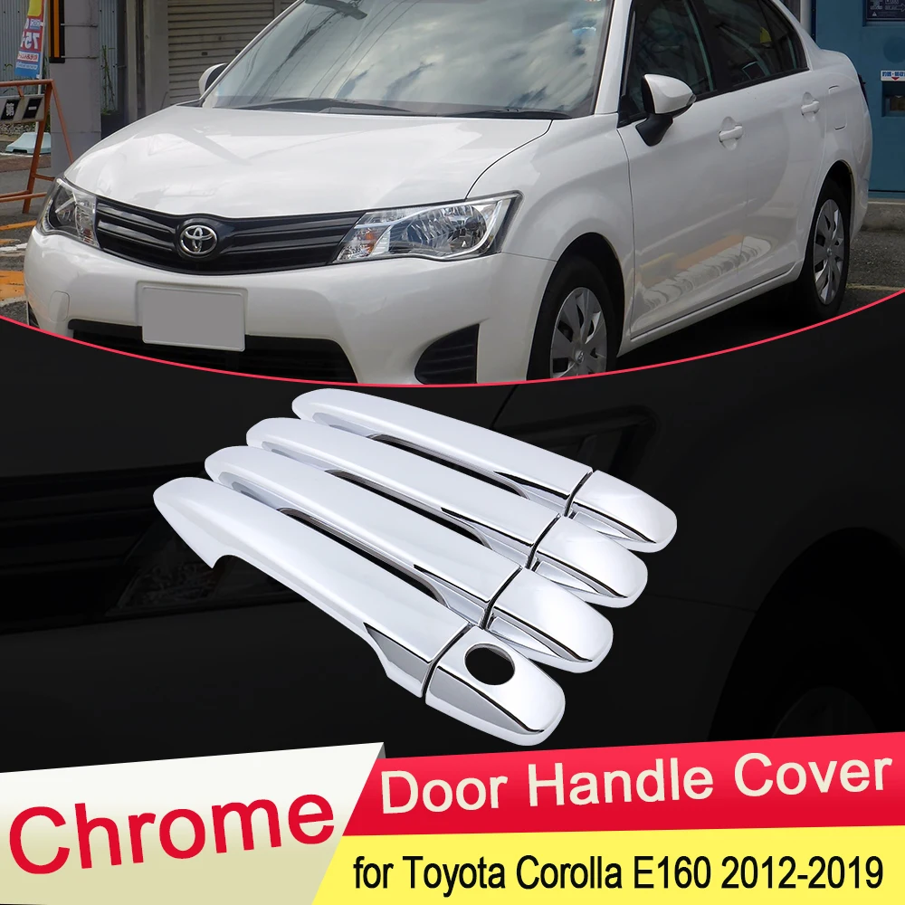 for Toyota Corolla Axio Fielder E160 2013~2019 Chrome Door Handle Cover Exterior Trim Key Cap Car Stickers Accessories 2014 2015