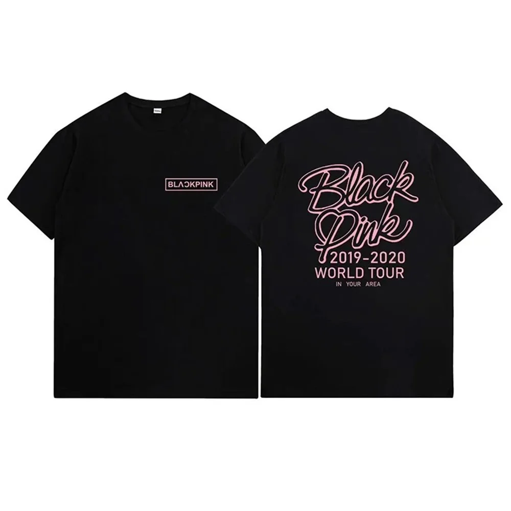 The New Cotton Simplicity Printing Femme Tshirts Men Women Black Pink Kpop Short Sleeve Casual Fashion Tees Tops Clothing Summer