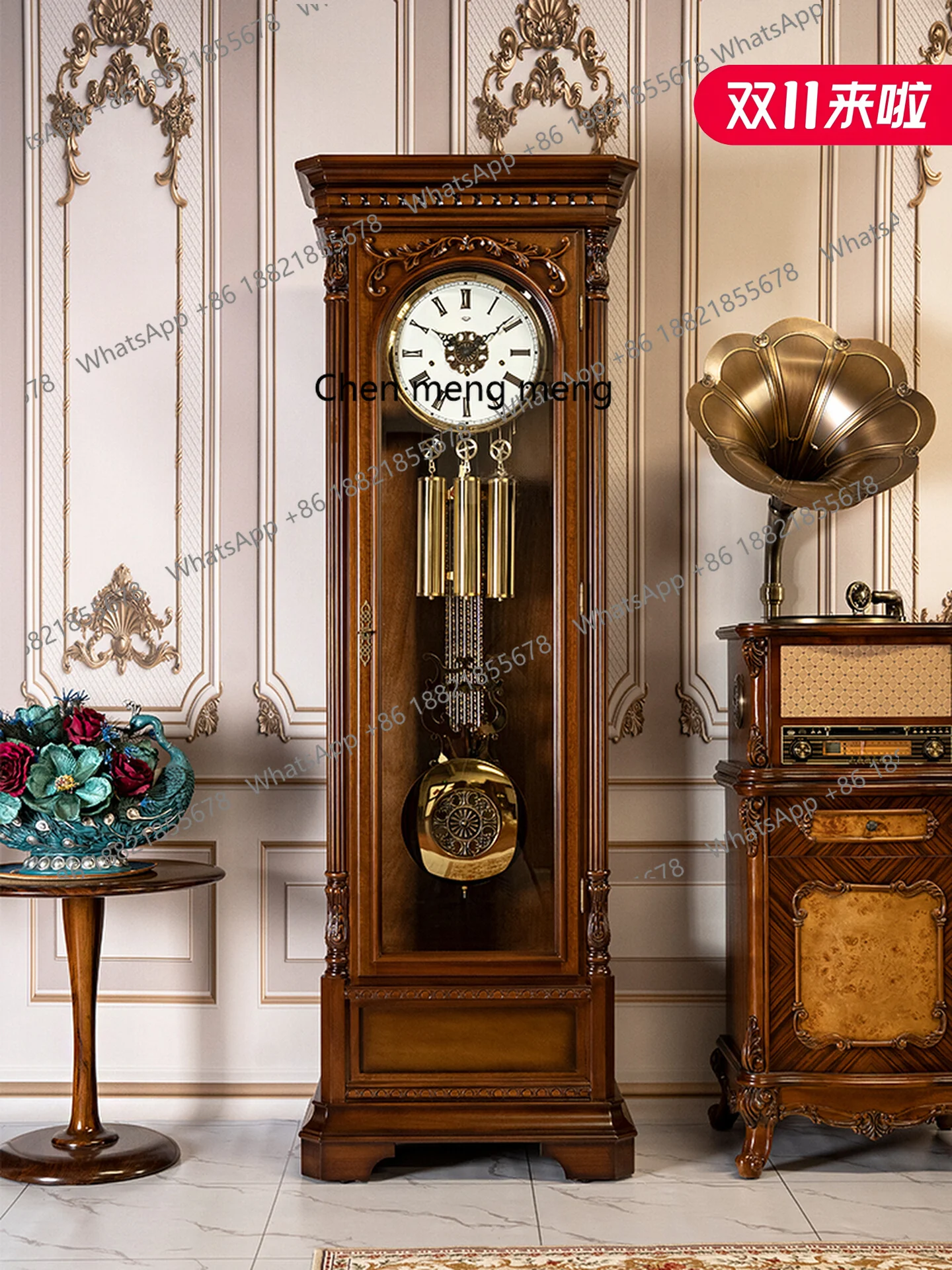 

Floor clock European American living room Villa pendulum clock Chinese retro vertical clock Mechanical classical