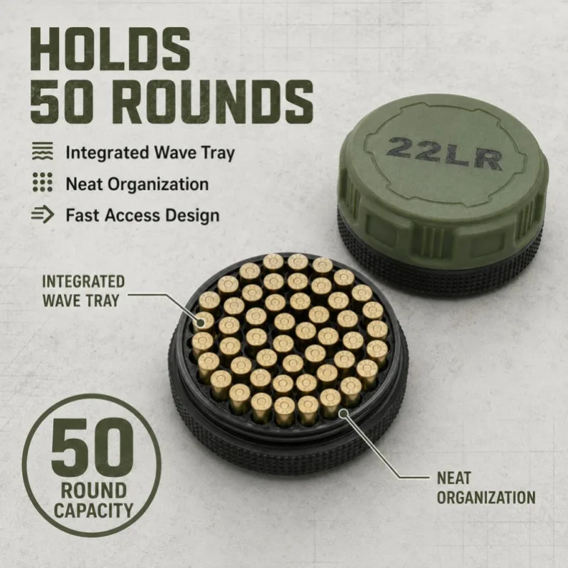 Mini 22LR Ammunition Storage Box 3D printing Pocket Size Fits 50 Rounds Secure Screw Lid Durable Case For Small Caliber Rounds