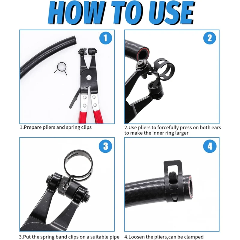 AT02-Spring Band Hose Clamps Assortment Kit Fuel Line Hose Clamp Swivel Hose Clamp Plier