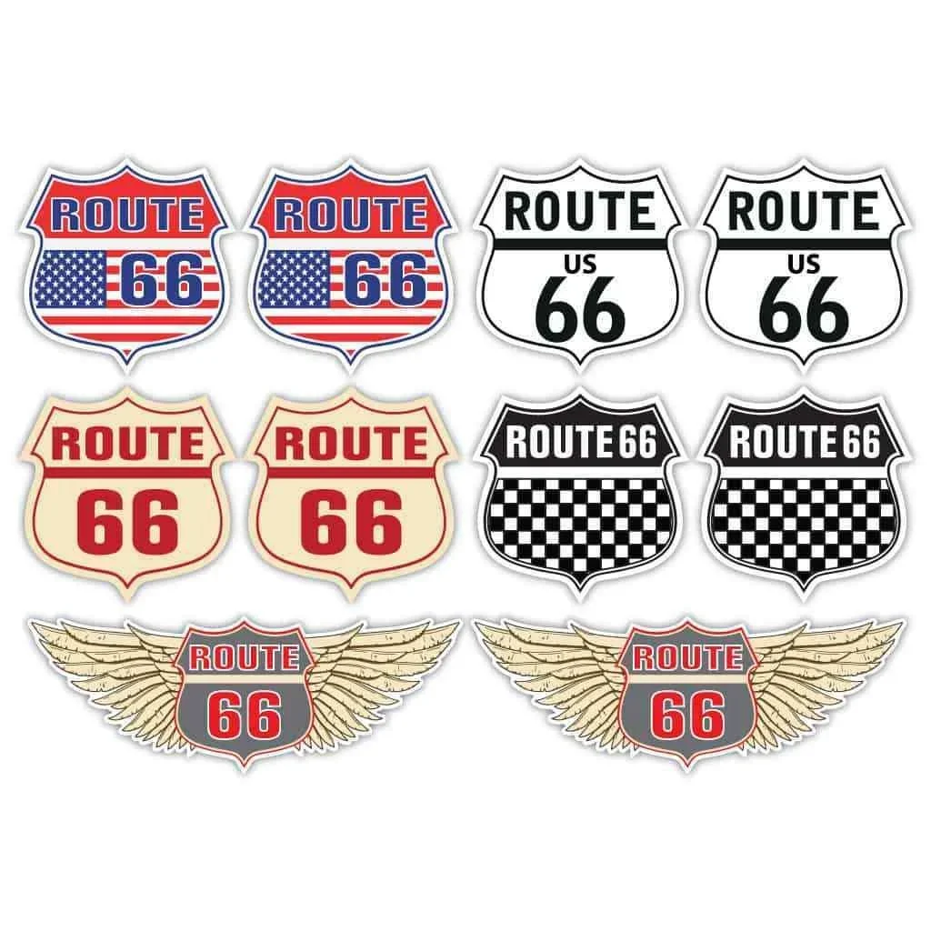 For 1Set Route 66 Sticker Set Laminated Historic Americana Mother Road USA Decals