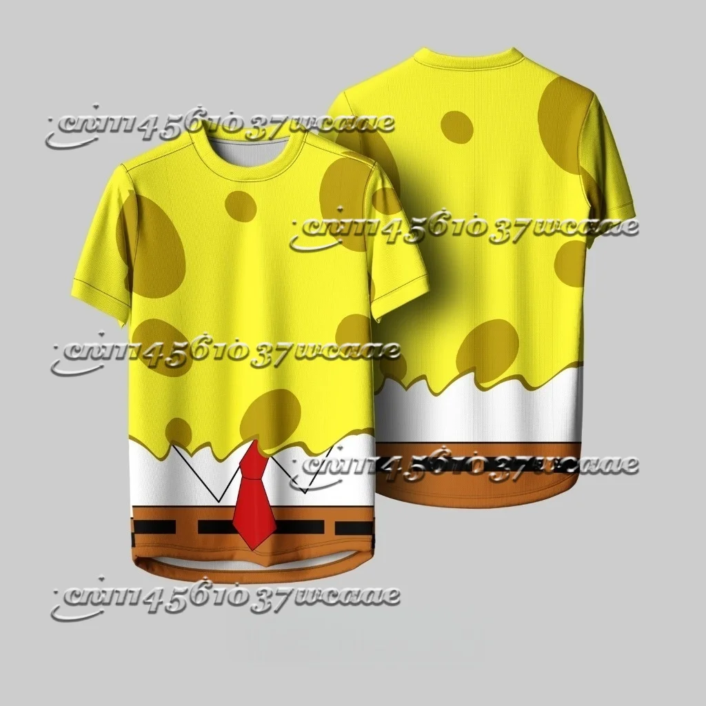 SpongeBob Cartoon Soccer Jersey Fan T Shirt Character Body Imitation Outfit Full Print Sport Uniform For All Family Matching