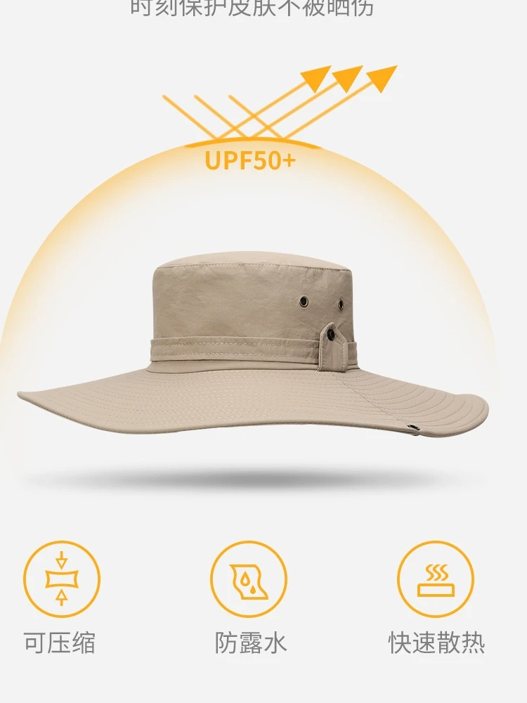 Bucket hat can be stored hiking UV protection sun  men and women outdoor mountaineering fishing hats cowboy hat big eaves