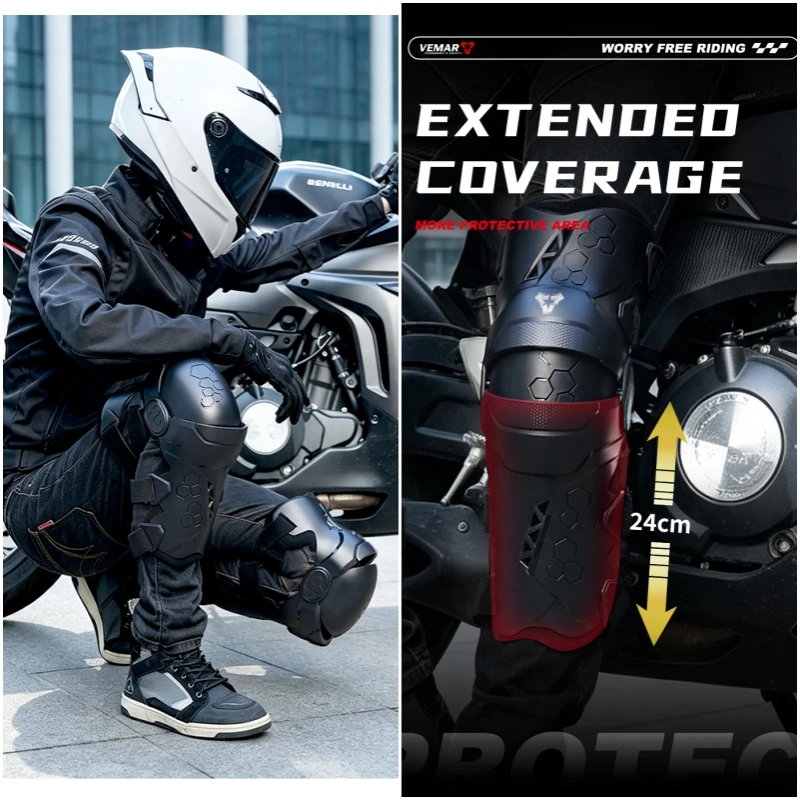 VEMAR Superior Motorcycle Knee Guards, Men Anti-Fall Off-Road Riding Knee Pads Protection Anti-Crash Heavy-Duty Knee Protectors