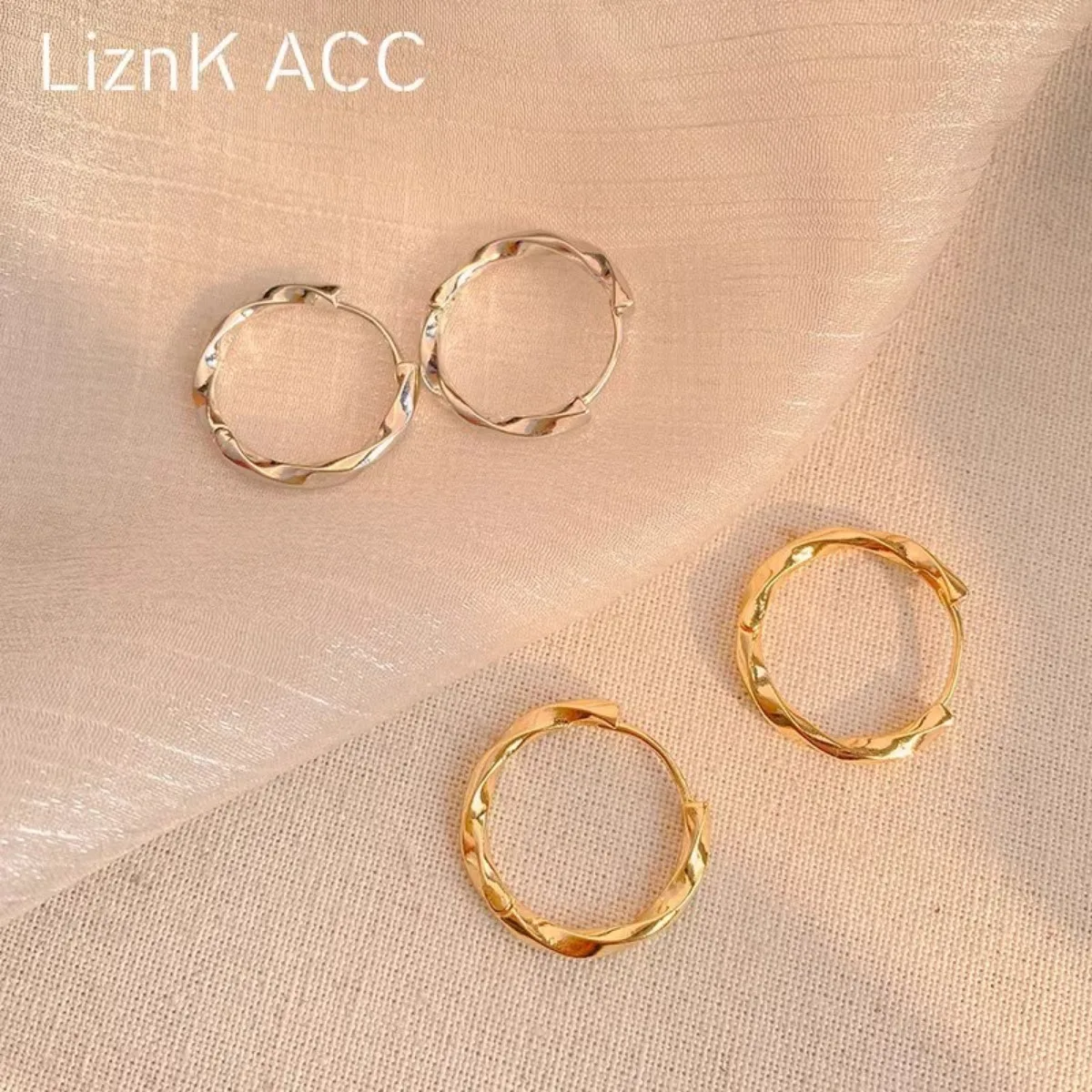 

twisted gold hoop earrings for women minimalist trendy lightweight elegant fashion jewelry