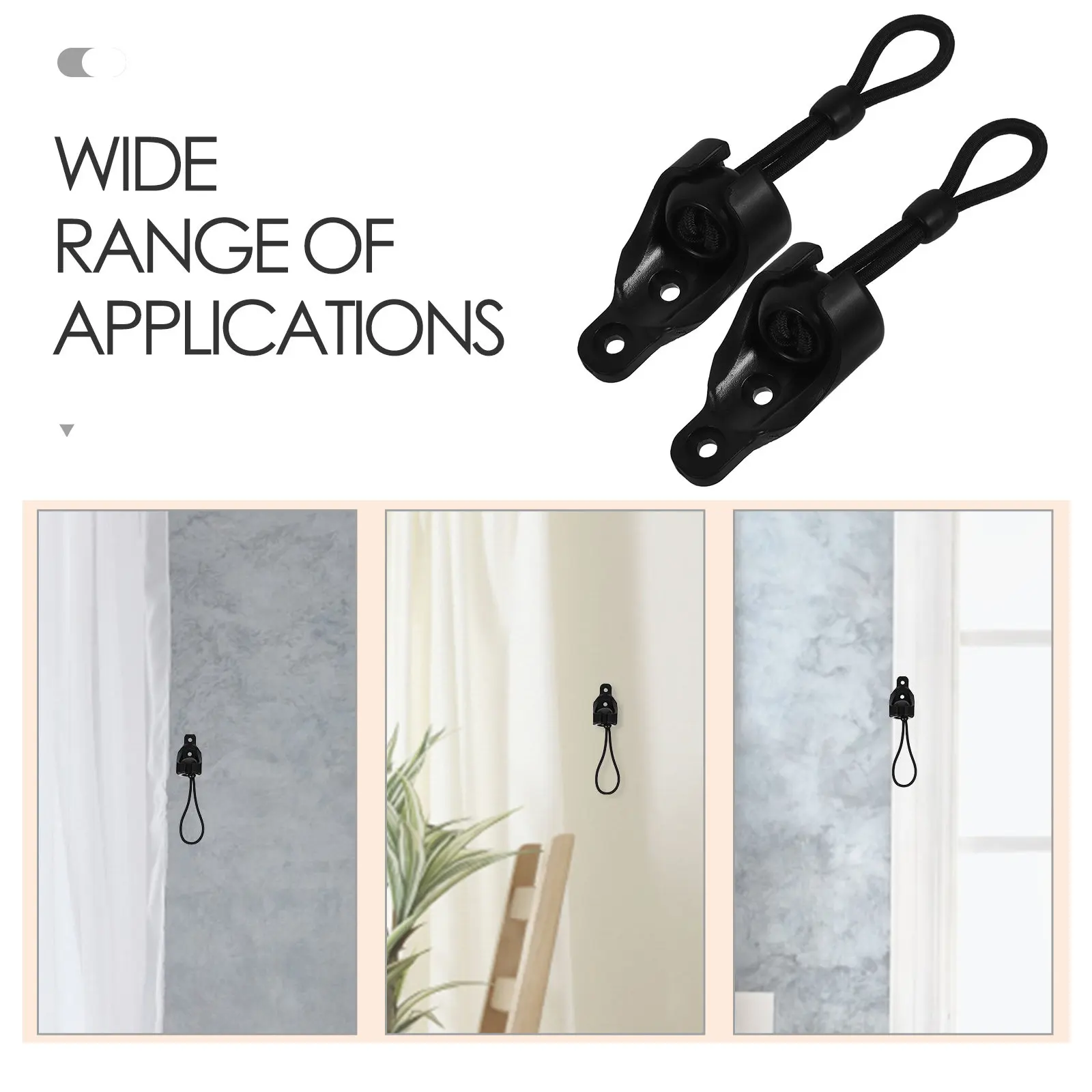 2 Sets Bungee Tie Downs for Roller Blinds – Windproof Elastic Curtain Buckles, Plastic Shade Accessories