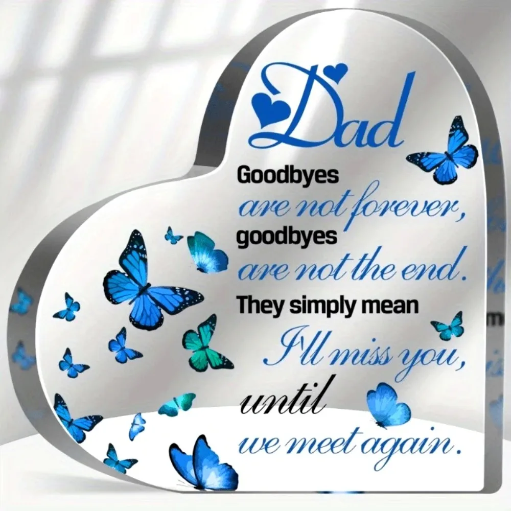 CIFBUY Metal Wall Art Acrylic Heart Memorial Plaque for Dad Loss of Father Sympathy Gift Funeral Decor Home Sign