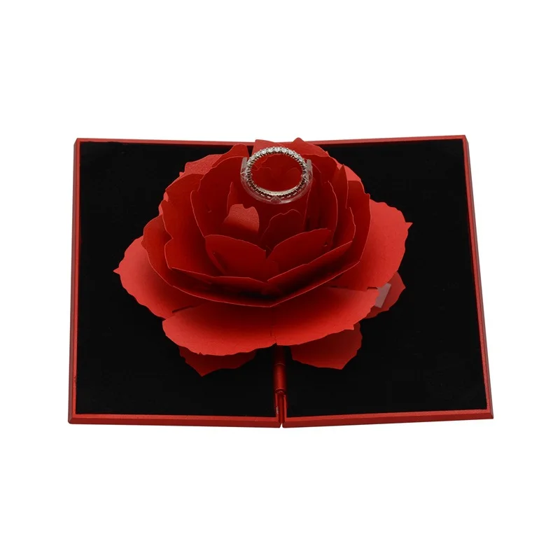 Ring Box Rose Rhombus Flower Lightweight Sturdy Jewelry Boxes Rotatable Handmade Exquisite Holder Accessory Wedding