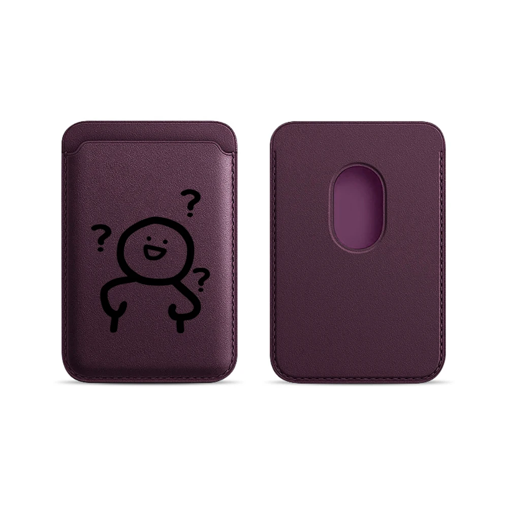 Question Mark Little Man Leder-Kartenetui Telefonkartenhalter für Magnetische Hülle Geeignet für alle iPhone Magsafe Karten-Handytaschen – Detail 12