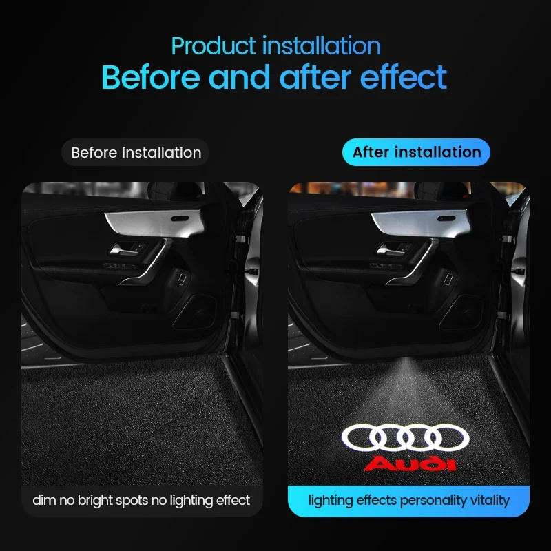 2pcs Led Car Door Welcome Lights for Audi A1 A3 8P 8V A4 A5 A6 A7 A8 Q3 Q5 Q7 Q8 Sline TT Logo Projector Ghost Shadow Lamp