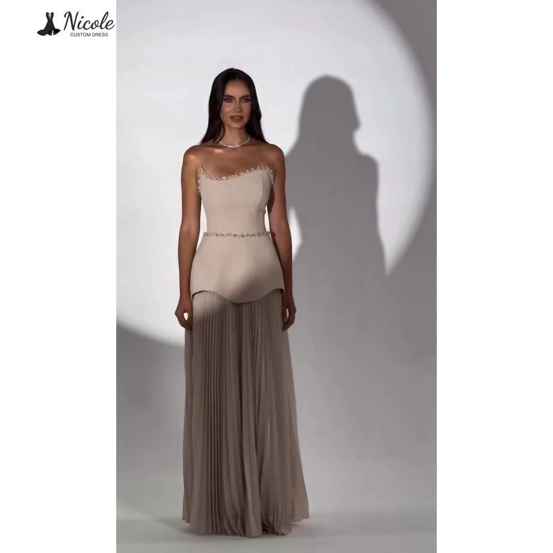 

Nicole Line A Luxurious Evening Dresses 2025 Custom Made Party Dress for Wedding Bead Embroidery Chiffon Prom Gown Elegant Gowns