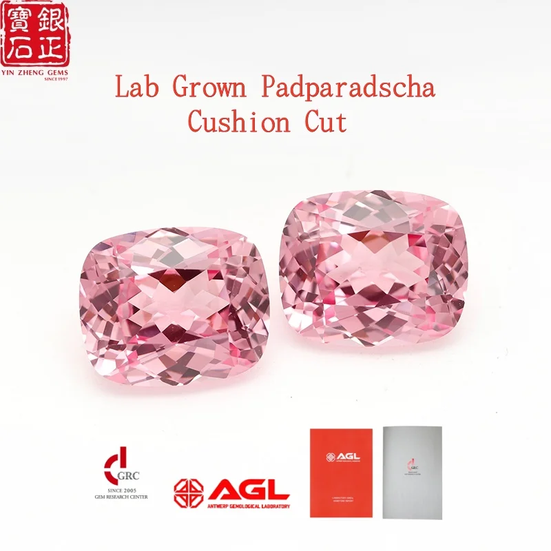 Zaffiro Padparadscha Coltivato In Laboratorio Yinzheng Czochralski, Taglio A Cuscino, Con Certificato Agl, Gemme Sciolte Padparadscha Coltivate