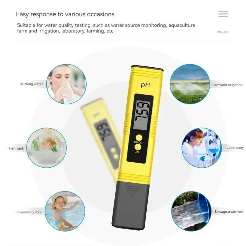 Water Quality Tester High Precision PH Meter: 0.01 PH Accuracy 0-14 PH Measurement Range Perfect for Aquariums Swimming Pools