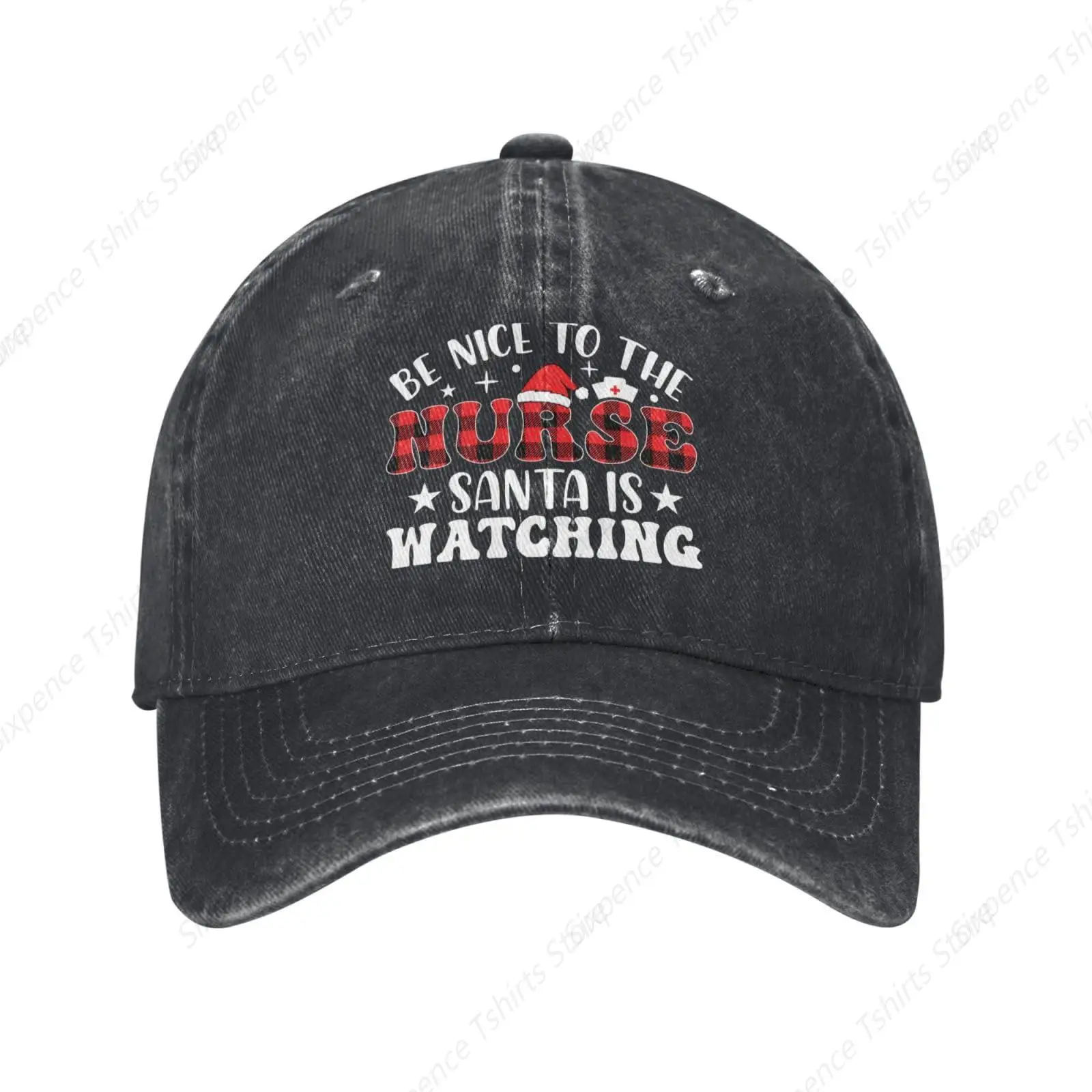 Be Nice to The Nurse Santa Is Watching Baseball Cap for Men Women Vintage Trucker Hat Golf Hats Dad Hat Red