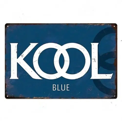 Y1,KOOL Blue Retro Metal Wall Sign Man Cave Bar Decor Distressed Vintage Style -aluminum