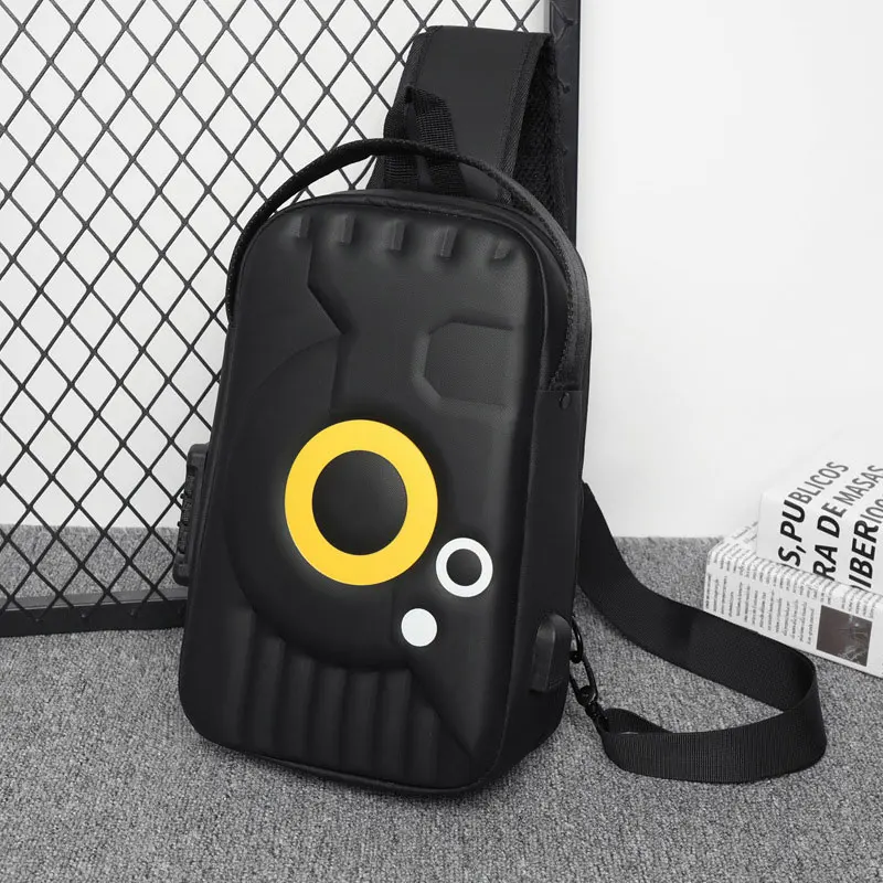 New Men's Chest Bag Multifunctional Anti-Theft Sports Crossbody Bags for Men Fashion with Password Lock USB Port Shoulder Bag