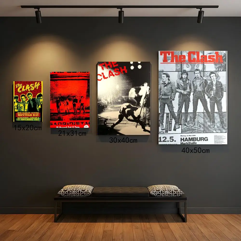 band T-The Clash-H Poster Self Adhesive Wall Decor for Modern Home Cafe Office and Bar