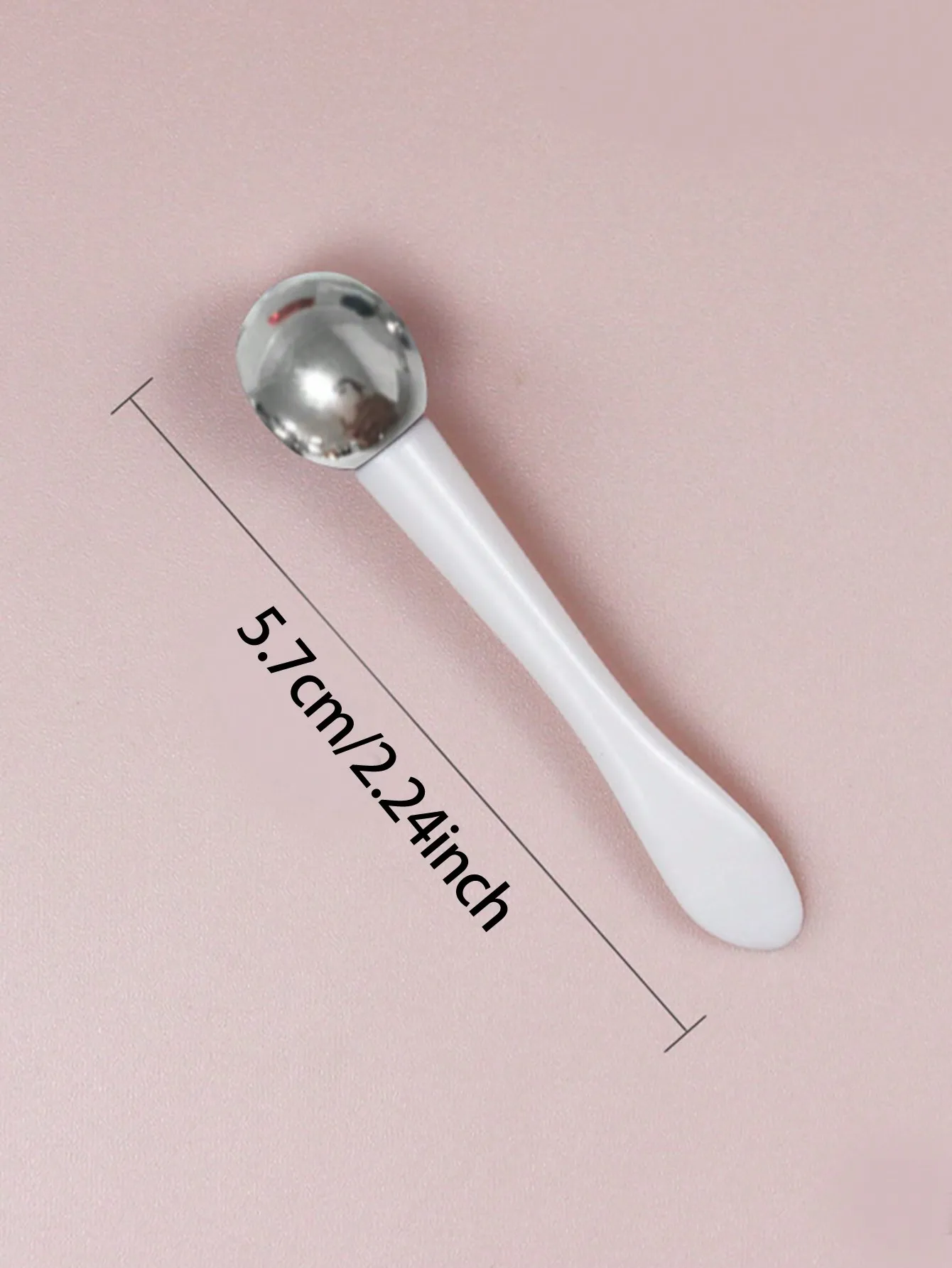 1 Pcs Plastic Handle Stainless Steel Cosmetic Spoon Facial Cream Mask Scoop Small Spatula Makeup Mixing Spoon Skincare Accessory
