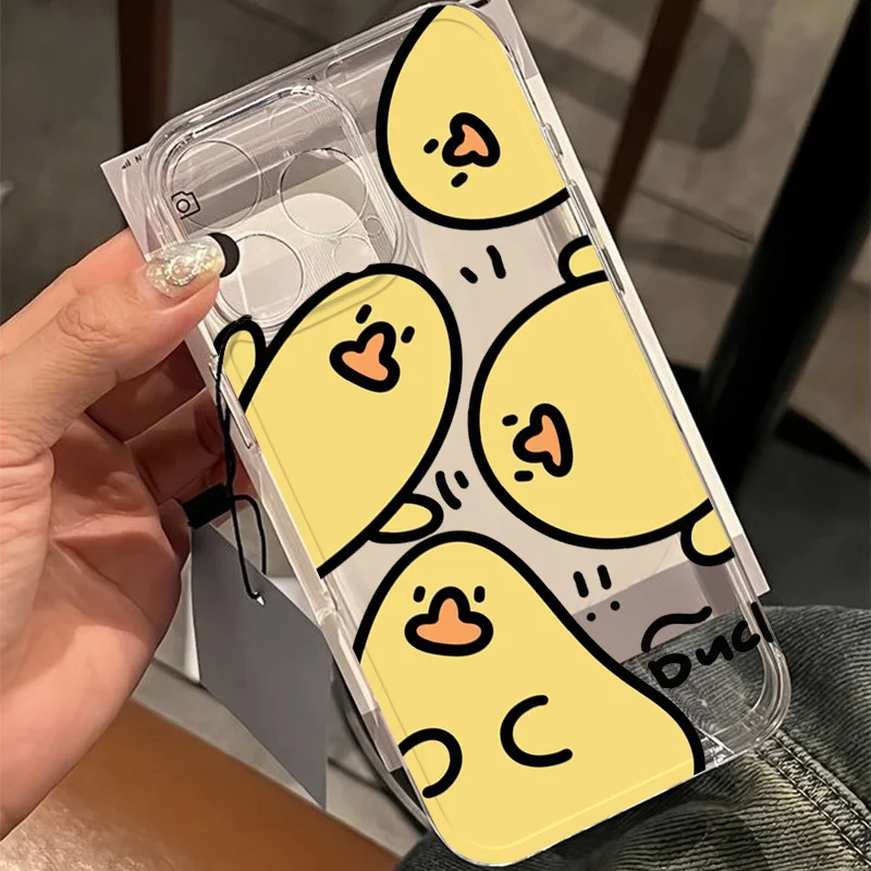 Cute Duck Clear Soft Case For OPPO A3X A17 A60 A54 A15 A5s A38 A12 A58 A77 A3 Pro A16 A18 A57 A7 A16K A52 A17K Reno 12 8T 12F 11