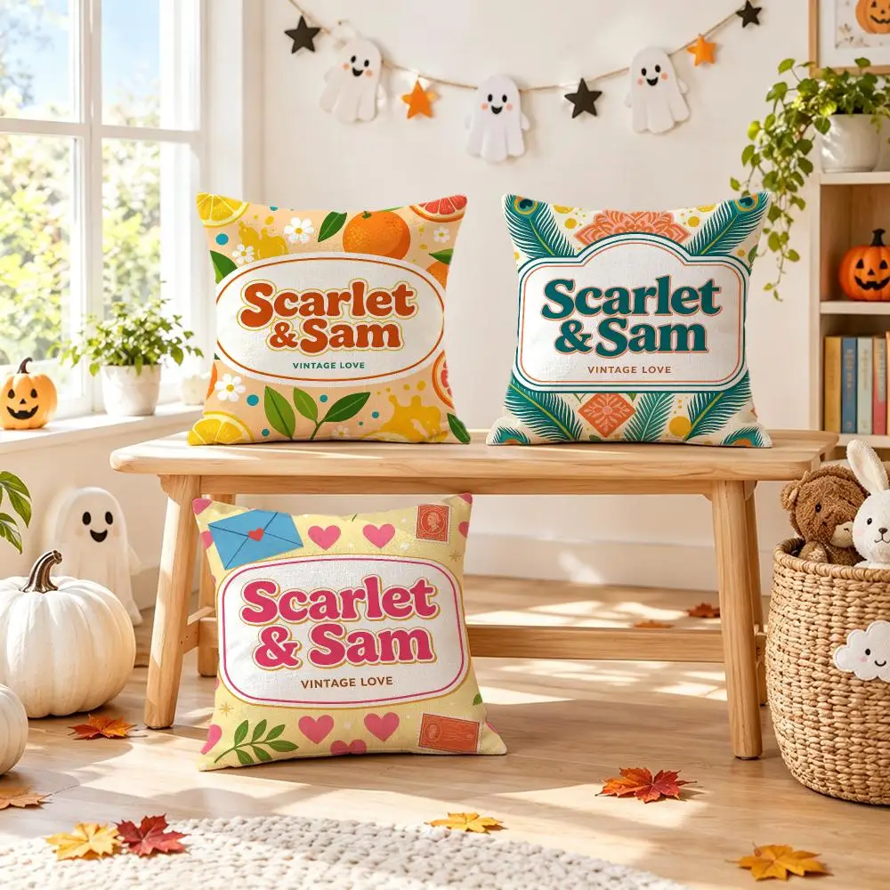 pattern Scarlet & Sam Cushion Cover Pillow Short Plush Pillow Comfortable and Fresh Style for Living Room Bedroom Gift