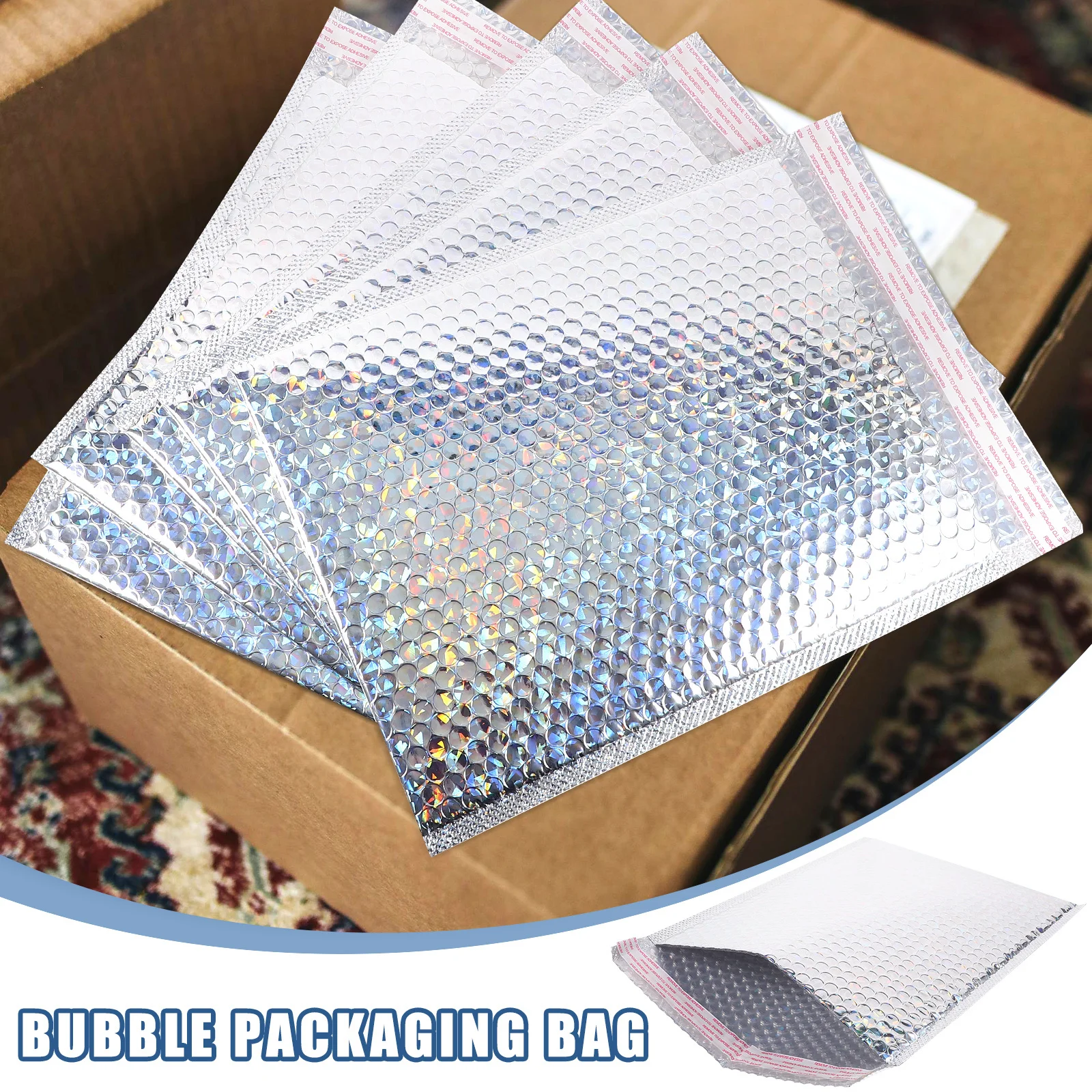 5Pcs Self Adhesive Bubble Packaging Bags Shock Absorption Padded Envelopes Shipping Bags Small for Clothing Mailing