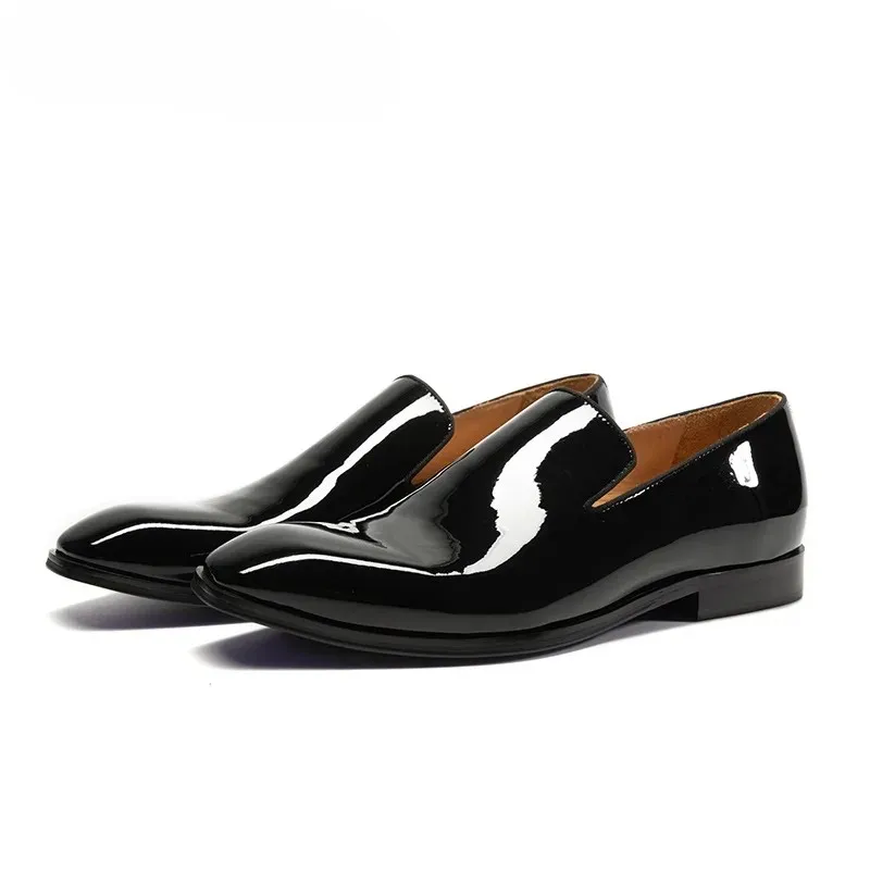 

Men's Patent Leather Slip-On Dress Shoes Casual Oxford Moccasin Glitter Pointed Toe Male Footwear