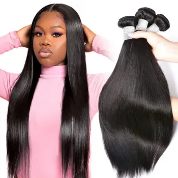 10A Straight Bundles Human Hair 16 18 20 Inch 100% Unprocessed Raw Vietnamese Human Hair Bundles Deals Natural Black Color