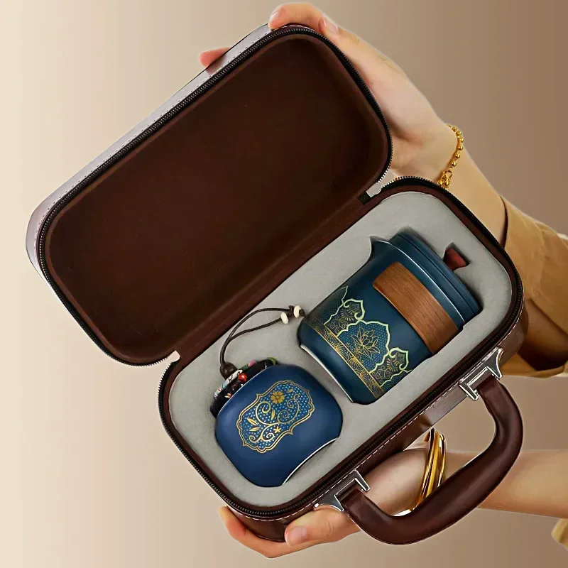 Camping ceramic portable travel tea set Kung Fu outdoor teapot business trip travel teacup