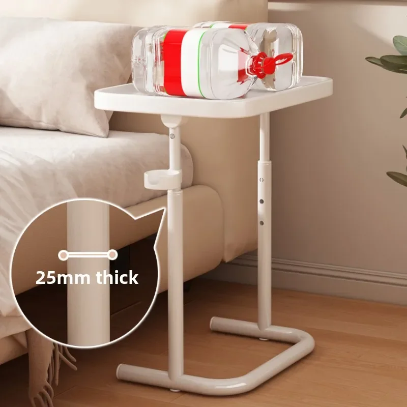 Stainless Steel Mobile Dining Side Table  Adjustable Angled Eating Desk  Foldable Rolling Table  Height-Adjustable Bedside Tray