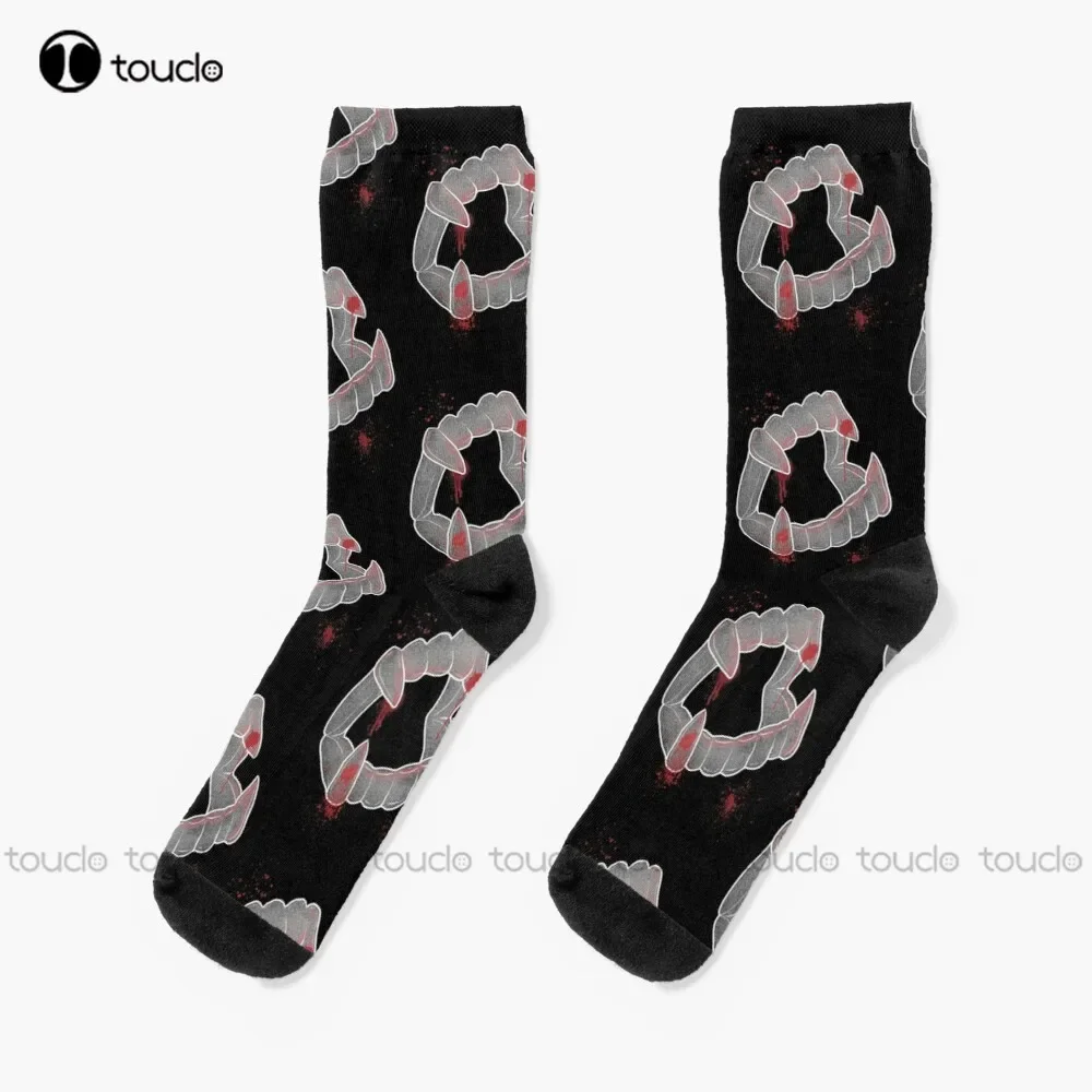 Vampire Teeth Socks Halloween Custom Women Socks High Quality Cute Elegant Lovely Kawaii Cartoon Sweet Cotton Sock New Popular