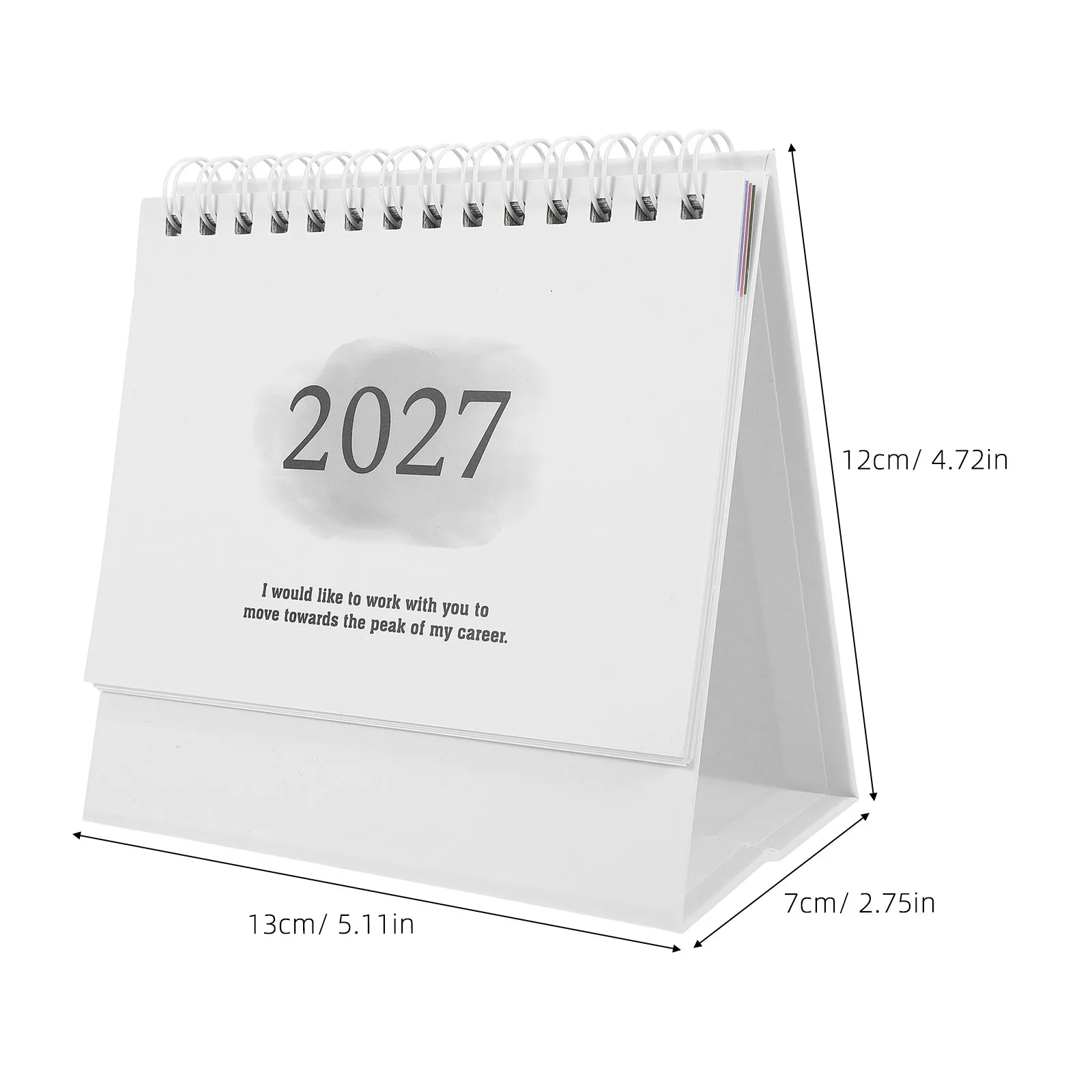 2026 2027 Mini Desk Calendar Thick Paper Standing Flip Daily Schedule Planner for Office Green Gradient