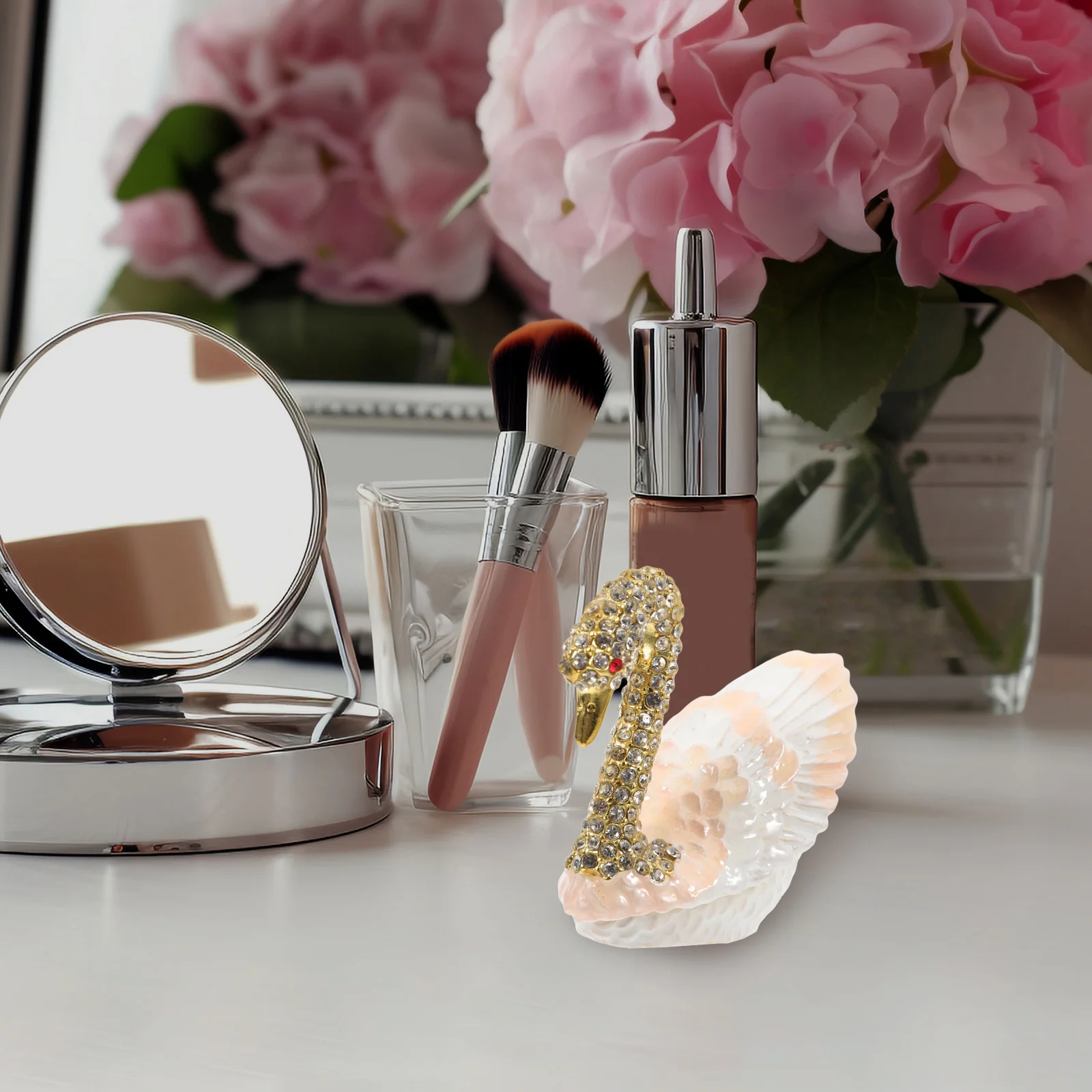 

Swan Jewelry Box Decorative Trinket Organizer Storage Container Keepsake Case Treasure ChestVintage Hinged Storage Box