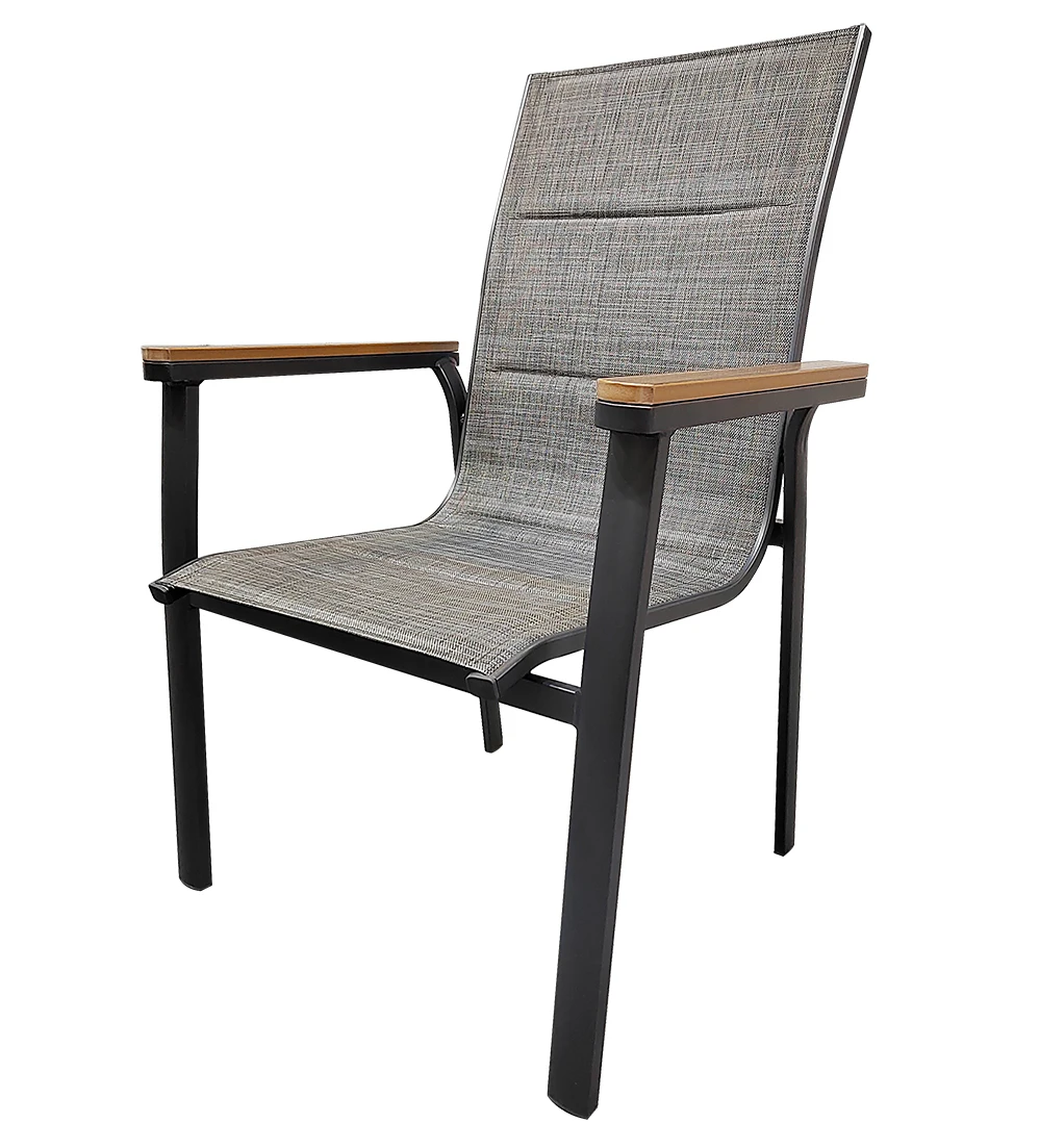 

Popular Outdoor Patio Leisure PP Handrail Waterproof Aluminum Stackable Furniture Garden Chairs