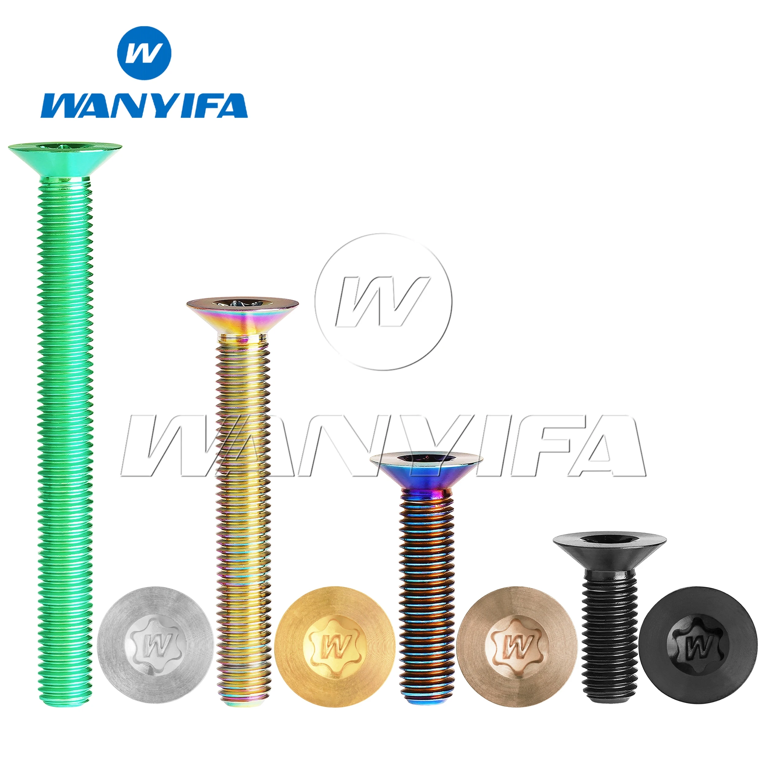 Wanyifa screws M8 model Length15-70mm T40 inner Torx Countersunk Head Titanium Bolts modification fasteners 5/12PCS