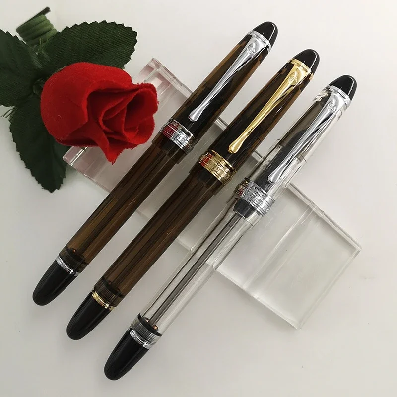 YONGSHENG 699 półprzezroczyste pióro wieczne próżniowe wypełnienie EF 0,38 mm/F 0,5 mm stalówka szkolne materiały biurowe artykuły papiernicze prezent do pisania — zdjęcie produktu 5