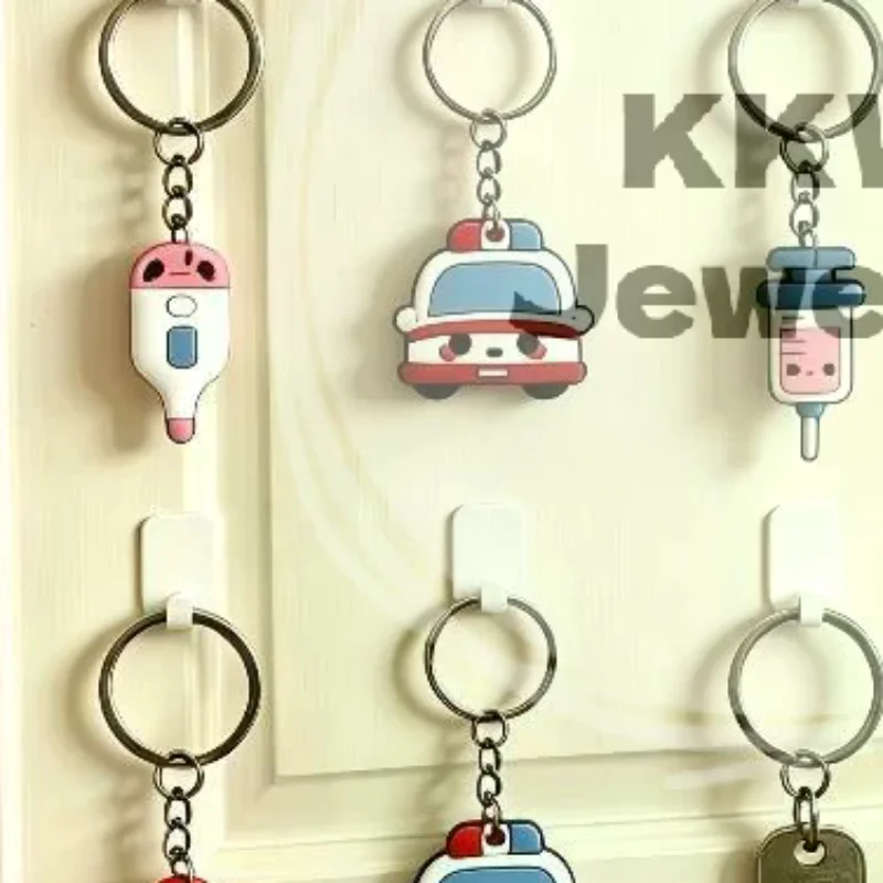 Cute  Themed Silicone Keychains With Blank Label Tags Lovely Cartoon Designs For Nurses Doctors Gifts Daily Use