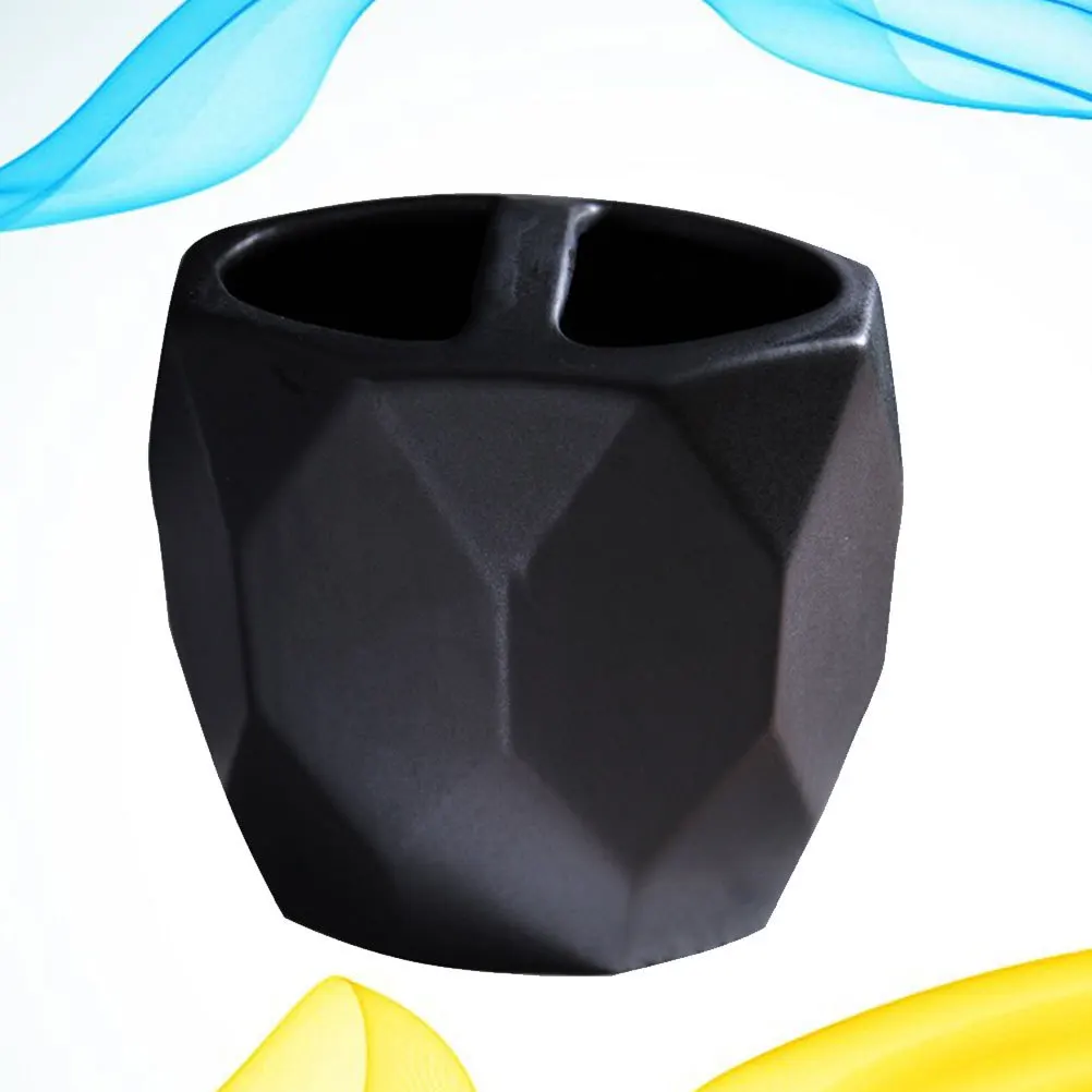 

1pc Ceramic Toothbrush Holder Artistic Toothbrush Container Washstand Organizer Bathroom Supply (Black)