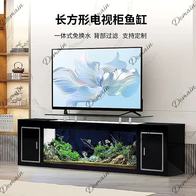 ZL TV Cabinet Fish Tank New Home Floor Large Medium Small Eco Glass No Water Change Aquarium