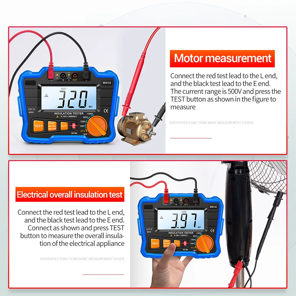 1Set الرقمية جهاز اختبار مقاومة العزل LCD Megohmmeter الإلكترونية متر السلس التوصيل الرافعات المضادة للتدخل للكهرباء