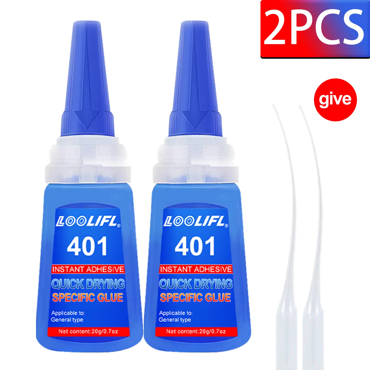 LOOLIFL401 Mehrzweck-Superkleber, Cyanacrylat-Klebstoff, 20 g, sofortiger, schneller Klebstoff, für Gummi, Holz, Glas, stärkerer Allklebstoff