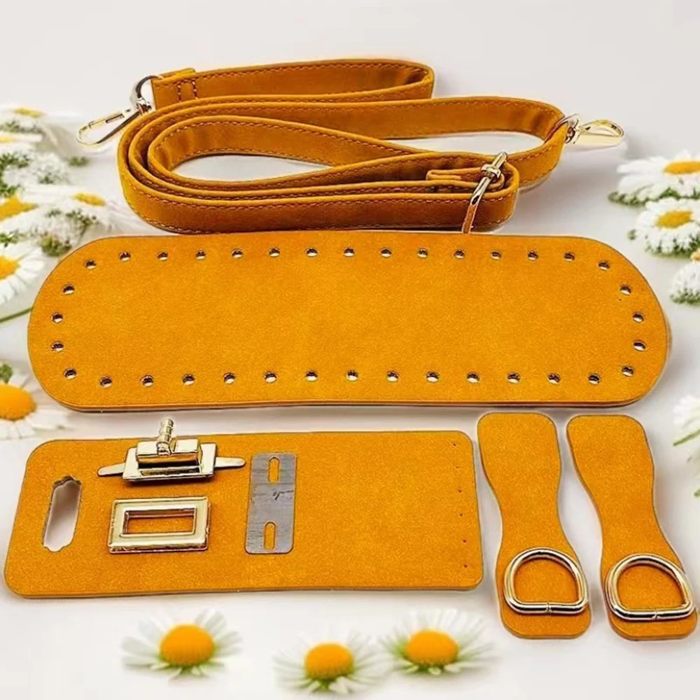 

5pcs/set Handmade Leather Bag Strap Handbag Woven High Quality Bag Bottoms With Hardware Accessories For DIY Shoulder Handbag